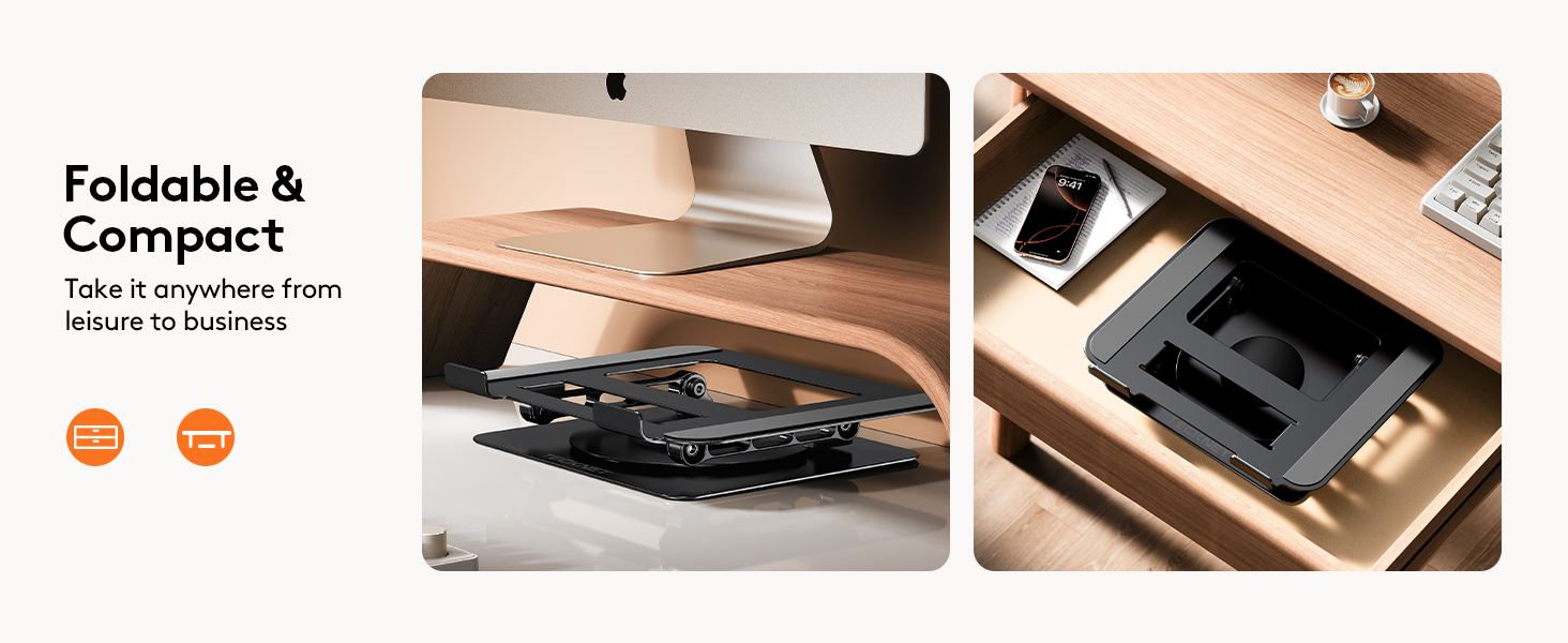 Laptop Stand for Desk, 360 Rotating Base