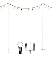 BIRDROCK HOME 2pk String Light Poles for Outdoor Patio Hanging String Lights - 10ft - Weather Res...