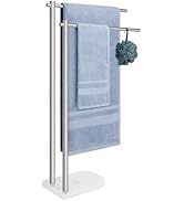 Livabber Standing Towel Rack, 304 Stainless Steel 2-Tier Towel Holder Stand with Marble Base, Mod...