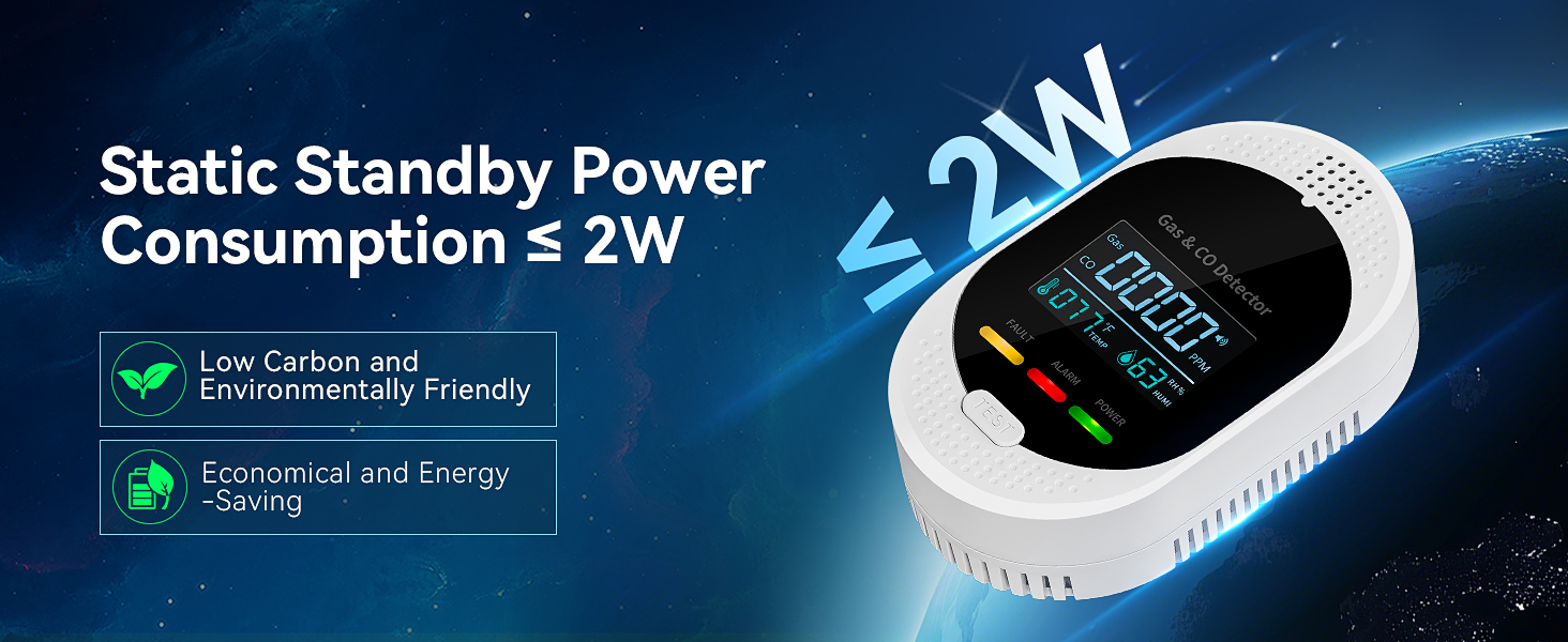 Portable energy-saving design carbon monoxide detector