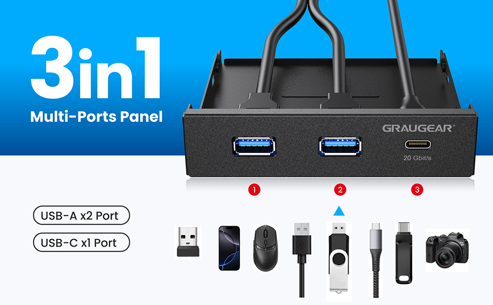 What type of front panel or top panel connector uses a standard 3.5 mm jack to make connections?