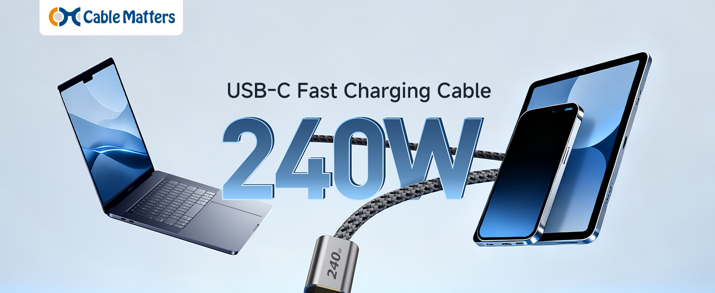 Cable Matters USB C charging cable 240W for MacBook, iPad, iPhone 15/16