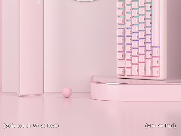 Pink Wireless Mechanical Keyboard 75% with Color Multimedia Screen Gaming Keyboard