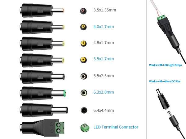 universal power cord with 8 tips