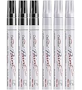 White and Black Paint Pens Paint Markers - 6 Pack Permanent Oil Based Paint Pen, Medium Tip, Quic...