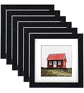 TOFOREVO 6x6 Picture Frames Set of 6 Black Wood Grain Photo Frame for Gallery Wall Mounting or Ta...
