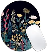 Velluxion Floral Art Mouse Pad, 6 x 8 in Botanical Painting Design, Oval Portable Mousepad with N...