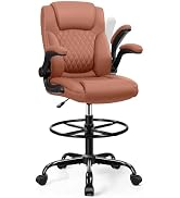 Drafting Chair, Tall Office Chair for Standing Desk, High Executive Leather Ergonomic Computer Ch...