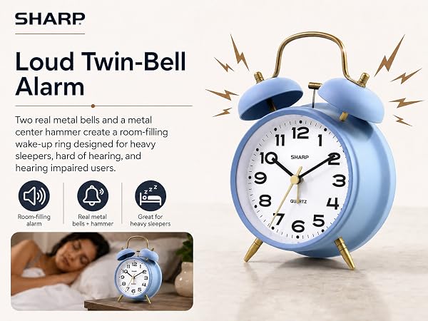 super loud retro alarm twin bell mid century modern old bedroom bedside cool easy viintage clock