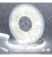 GOMING DC 12V COB LED Strip Light Cool White 6000K IP65 Waterproof 16.4ft(5M) 1560LEDs CRI 93+ Un...