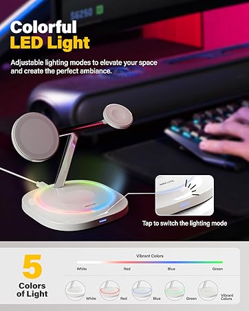 3 in 1 charging station apple with LED Light