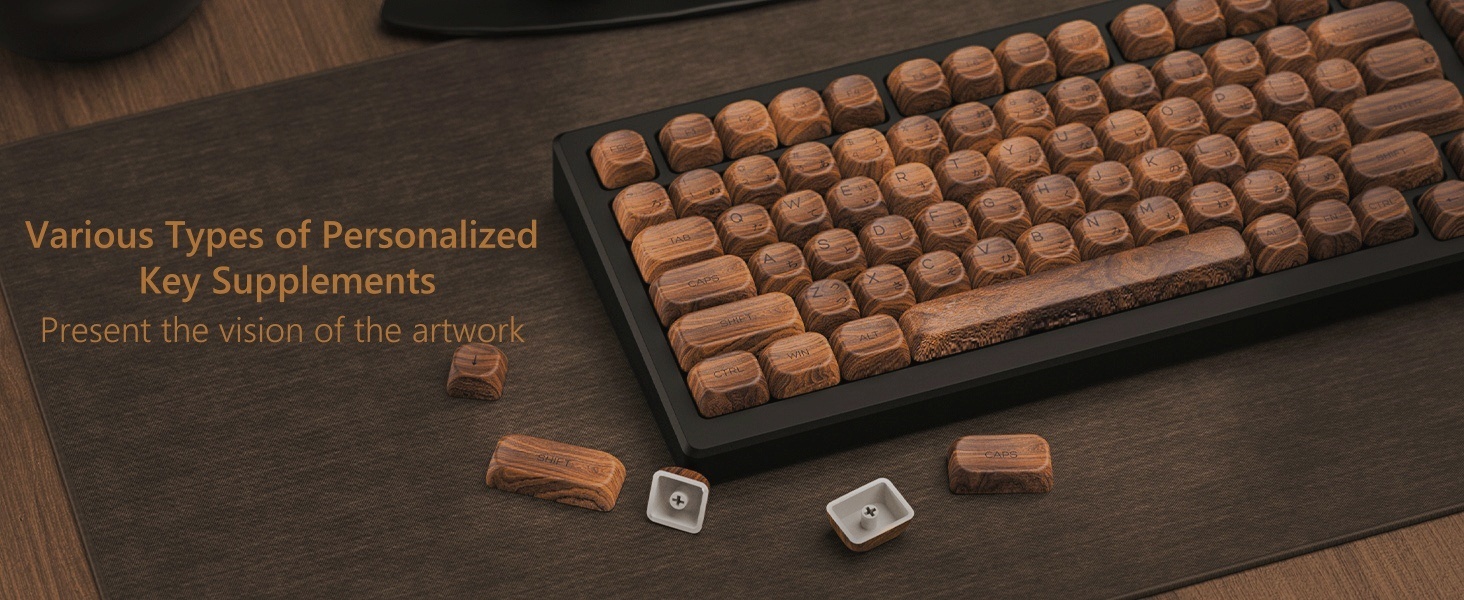 Womier PBT Keycaps - MOA Keycaps 75 Percent, Wood Dye-Sublimation Custom Keyboard Key Cap