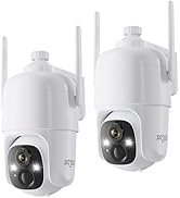 Dzees 360° PTZ Security Cameras Wireless Outdoor WiFi, 2K Battery Powered Home Security Camera In...