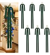 6 PCS Green Large Velvet Bows for Christmas Tree 23.6 x 15.8 Inch Rustic Velvet Staircase Wreath ...