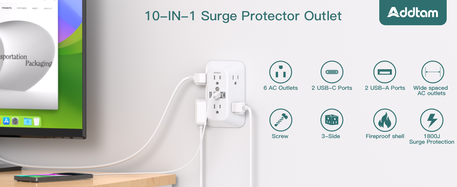 10-IN-1 Multi Plug Wall Outlet