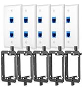 5Pack Ethernet Wall Plate Cat6 2Port Keystone Network Outlet Jack RJ45 Wall Inline Coupler Connec...