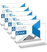 EHWINE 6 Pack Acrylic Sign Holder 11 x 8.5, Horizontal Double-Sided Stand up Table Top Sign Holde...