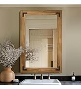 Bathroom Mirror for Wall with Wooden Frame, 36