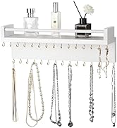 Zhithink Hanging Jewelry Organizer, Hanger with 30 Hooks,Wall Mounted for Necklace, Earrings and ...