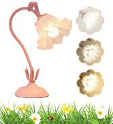 Cute Flower Table Lamp, Bedside Vintage Flower Lamp with LED Bulb, 3 Colors Temperature Flower La...