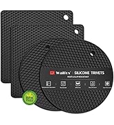 Walfos Silicone Trivet Mats - 4 Heat Resistant Pot Holders, Multipurpose Non-Slip Hot Pads for Ki...