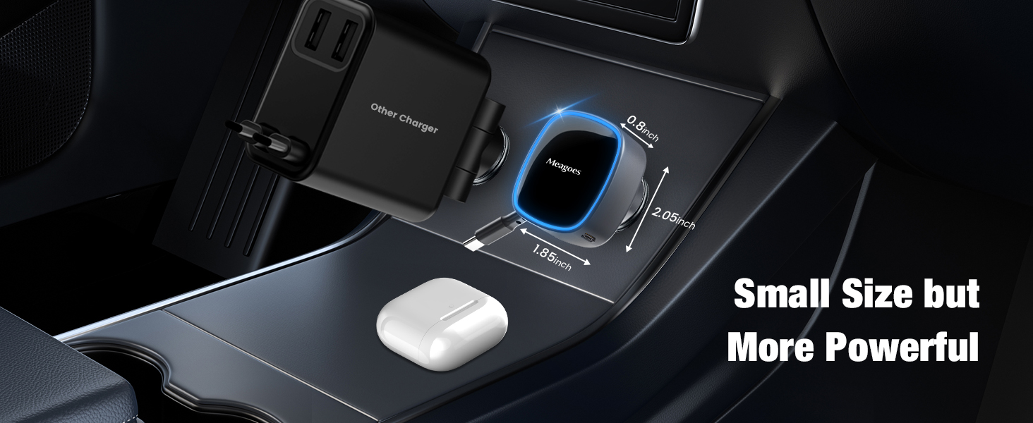 USB C Car Accessories Adapter with 2 Ports iPhone Car Charger, Retractable Fast USB C Phone Charger