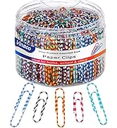 Vinaco Paper Clips Color Stripe, 400PCS Medium &amp; Large (1.3 inch &amp; 2 inch) Paper Clip Assored Siz...