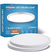 TITISLUMP LED Flush Mount Ceiling Light Fixture, 12 Inch, 24W, 3000K/4000K/5000K Color Selectable...