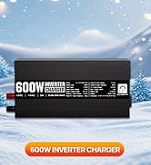 ECO-WORTHY 600W Inverter Charger, 600W Pure Sine Wave Inverter with 25A LiFePO4 Lithium Battery C...