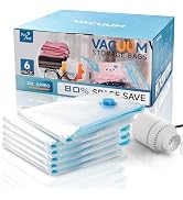 6 Pack XXL Jumbo Vacuum Storage Bags with Electric Air Pump, Space Saver Bags,Compression for Com...
