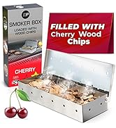 KITCHEN PERFECTION Smoker Box Filled with Cherry Wood Chips -Top Grill Smoker Box, Adds Delicious...