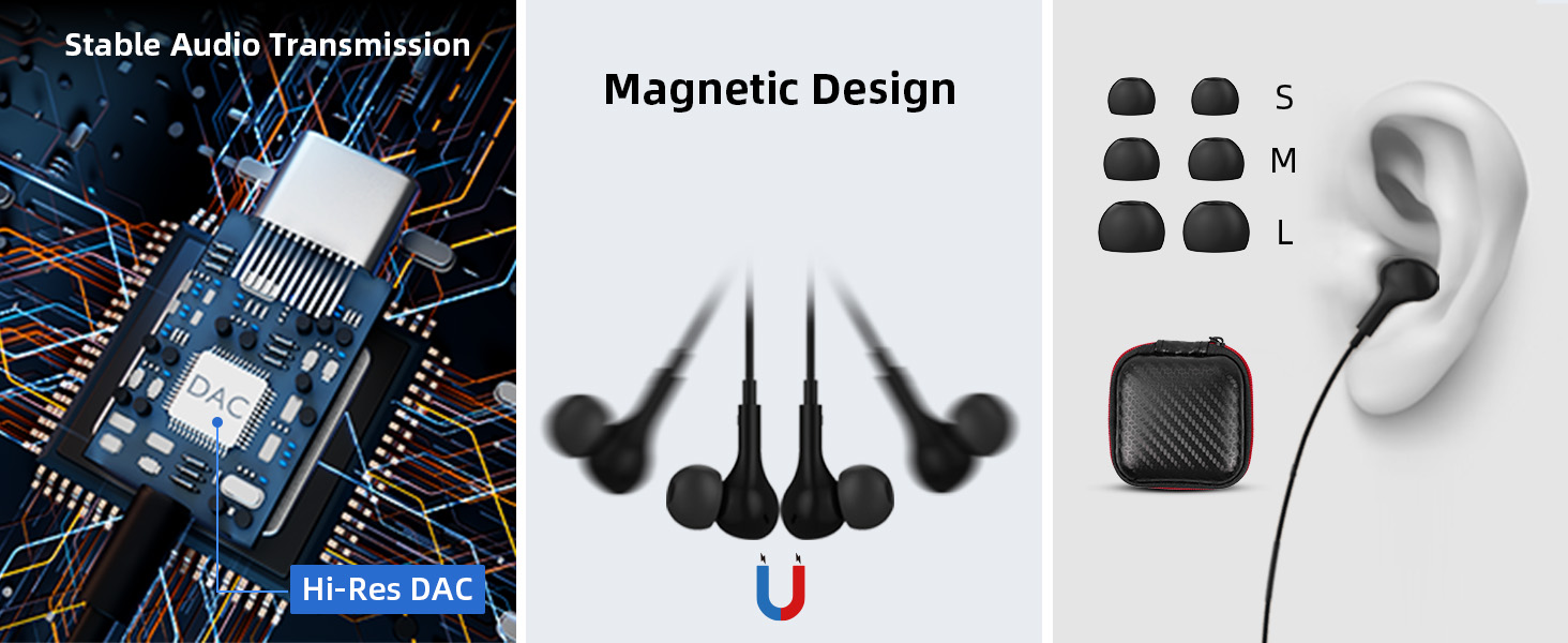 usb c headphones wired sport earbuds