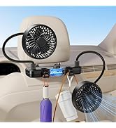 xuenair 3000mAh Dual 360 Hose Rechargeable Fan for Car SUV RV Pickup Vehicle Headrest, Car Seat F...
