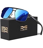 LUENX Aviator Sunglasses for Men Square Polarized Polygon Lens - UV 400 Protection