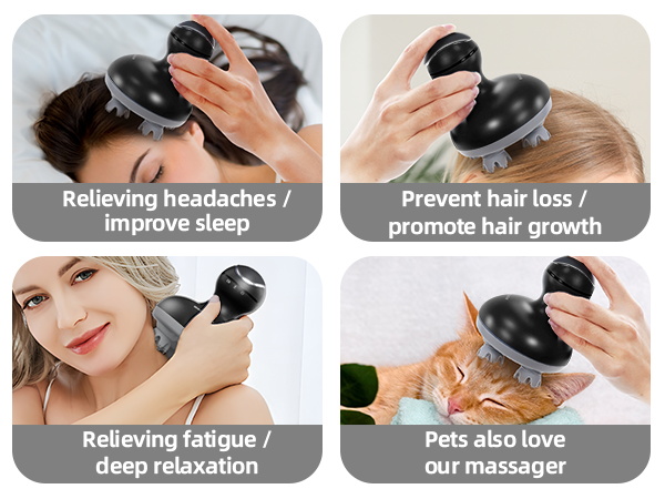 cotsoco Electric Scalp Head Massager with 4 Heads 84 Nodes for Hair Growth and Stress Release