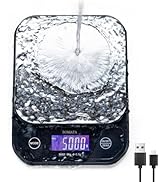 BOMATA Waterproof Kitchen Scale, 0.1g/0.01oz High Precision, 5kg/11lb, Washable, USB Rechargeable...