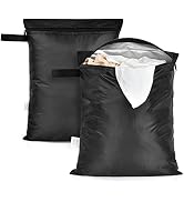 2 Pack Swimsuit &amp; Towel Wet Dry Sack - 12 x 16 inch Waterproof Clothes Bag with Handle &amp; Zippered...