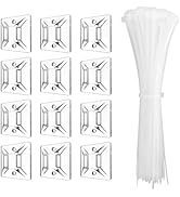 Kanemc 240Pcs Clear Cable Ties Mounts, 5.9'' Heavy Duty Zip Ties 120Pcs + 3/4" Adhesive Cable Hol...