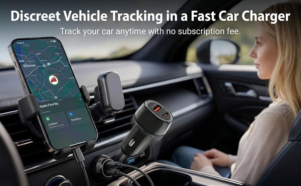 Discreet Vehicle Tracking in a Fast Car Charger Track your car anytime with no subscription fee