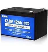 DC HOUSE 12V 12Ah LiFePO4 Lithium Battery with 15A BMS, 10 Year Lifespan,10000+ Cycles, for Marin...