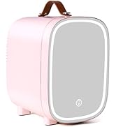 FANSEXPERT Mini Fridge for Bedroom, 4 Liter/6 Can Skincare Fridge With LED Mirror,12v AC/DC Coole...