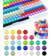 180PCS FIVEIZERO Small Silicone Beads, 30 Colors 9mm Silicone Beads Focal Beads Rubber Round Bead...