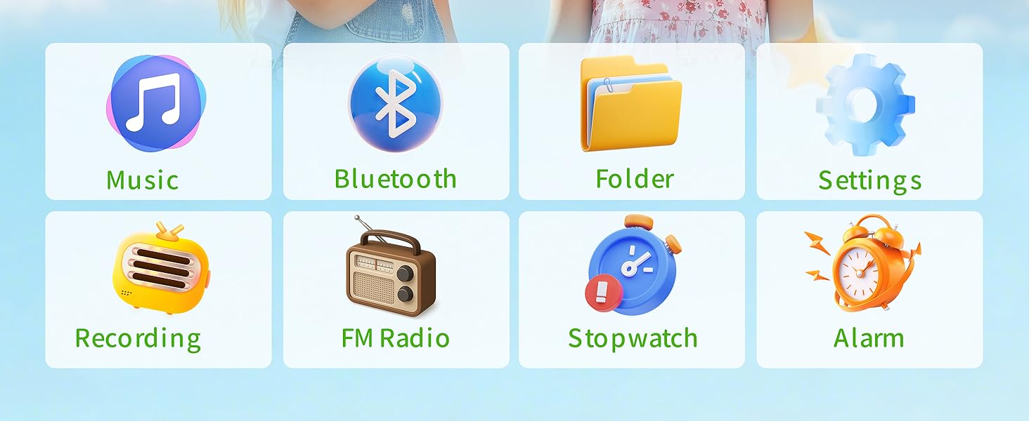 64GB Cute MP3 Player for Kids - Cartoon Portable Music Player, Child MP3 Player with Bluetooth