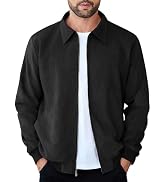 COOFANDY Men's Casual Suede Bomber Jacket Lightweight Full Zip Up Jackets Vintage Faux Leather Ja...