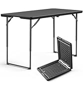 MAKE CHANGES Folding Table 4FT Heavy Duty Plastic Table with Handle, Foldable&amp;Portable, Fold-in-H...