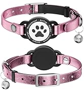 Leather Airtag Cat Collar - Waterproof Cat Collar AirTag Holder with Metal Buckle | Comfortable, ...