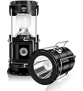DIBMS 2-Pack Solar Camping Lantern, Collapsible LED Solar USB Rechargeable Lantern Flashlight Eme...