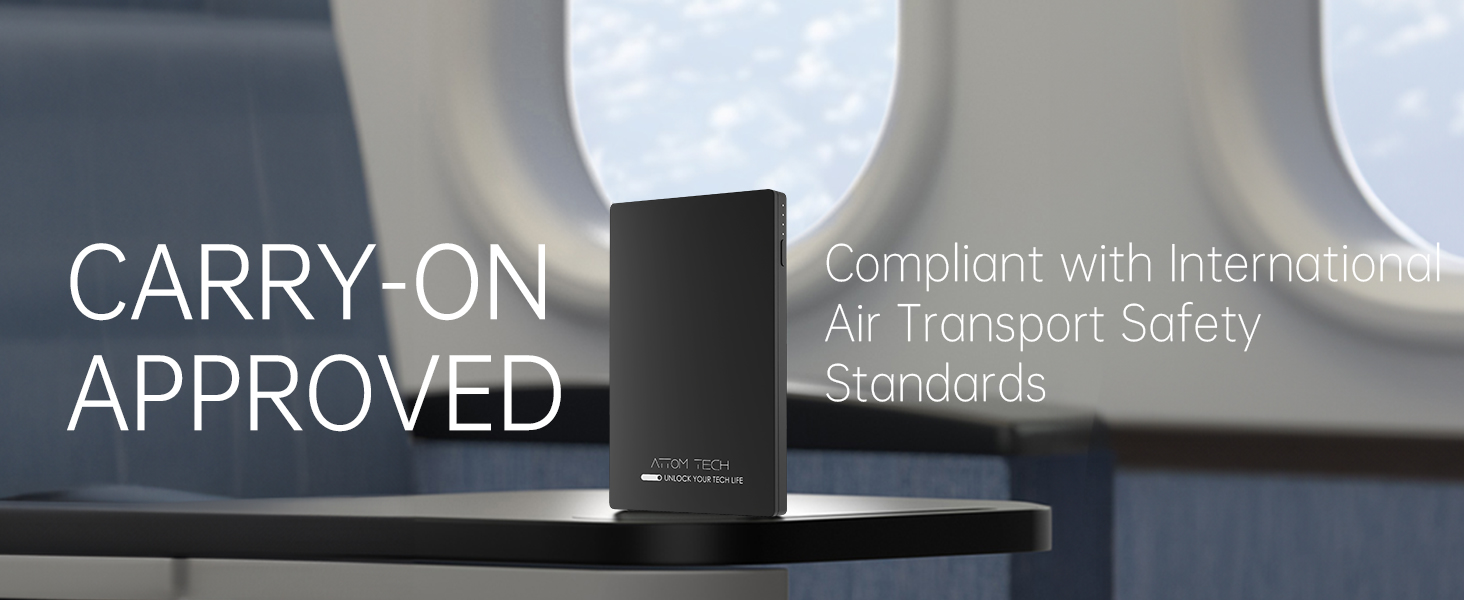 Dual USB Output Super Slim Power Bank Ultra Thin, Attom Tech 3000mAh Portable Charger Mini