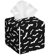POIUBLE Halloween Bats Tissue Box Cover Leather Tissue Box Holder Square Facial Paper Organizer D...