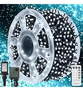 WATERGLIDE 1000 LED Christmas String Lights, 328 FT Green Wire LED Decorative Fairy Lights with R...